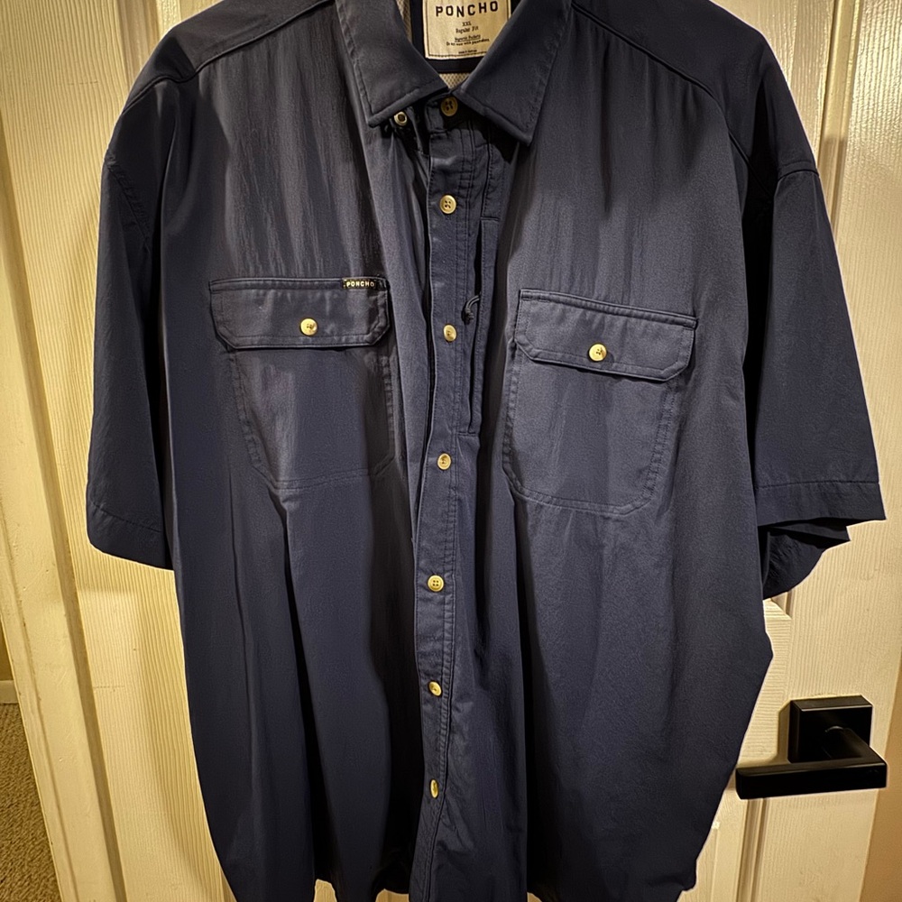 Poncho Outdoors Navy Blue Button-Up Shirt